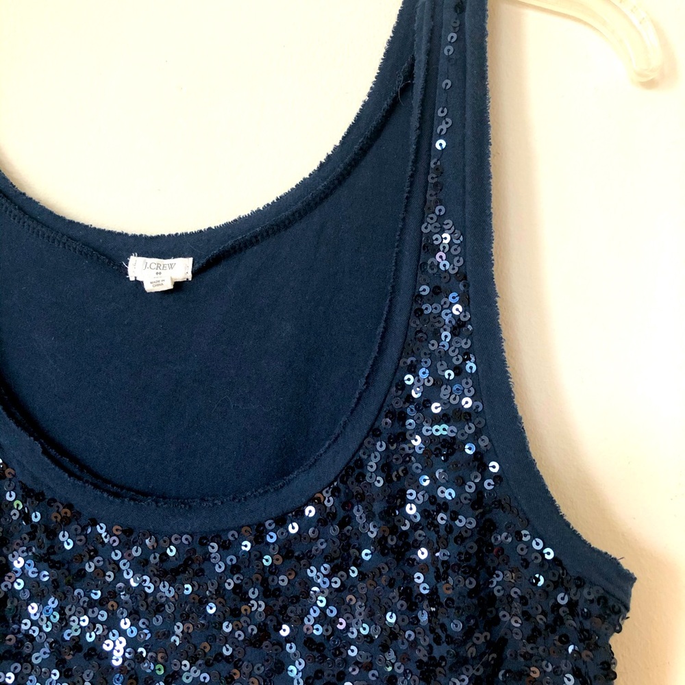 J Crew navy sequined tank top
